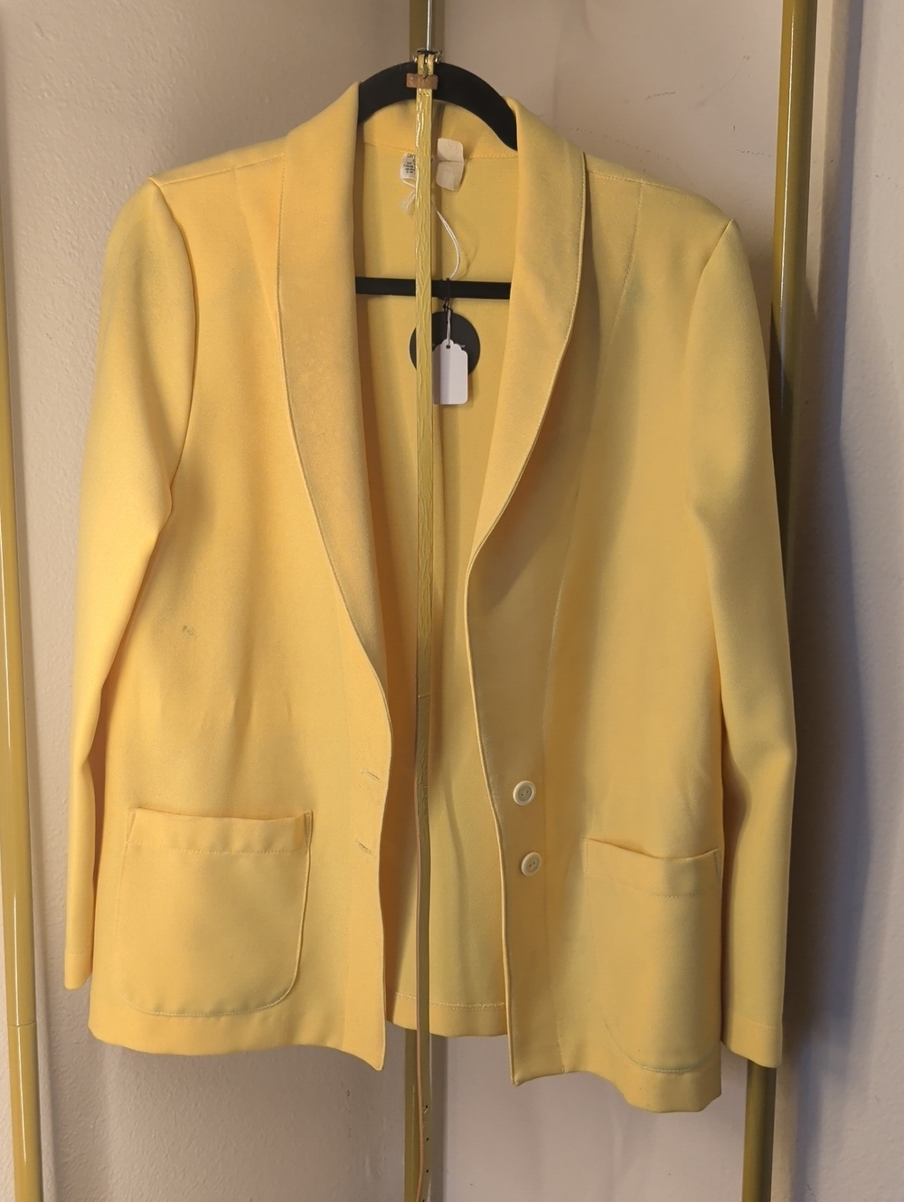 Yellow Womens Blazer Jacket - Lightweight Single-Breasted